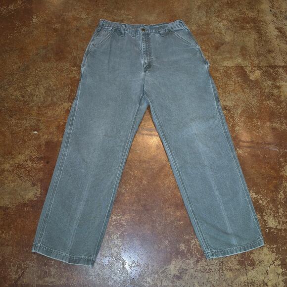 Carhartt Dungaree Carpenter Pants Men 32 Moss Moss Green Rugged Workwear - Picture 1 of 10